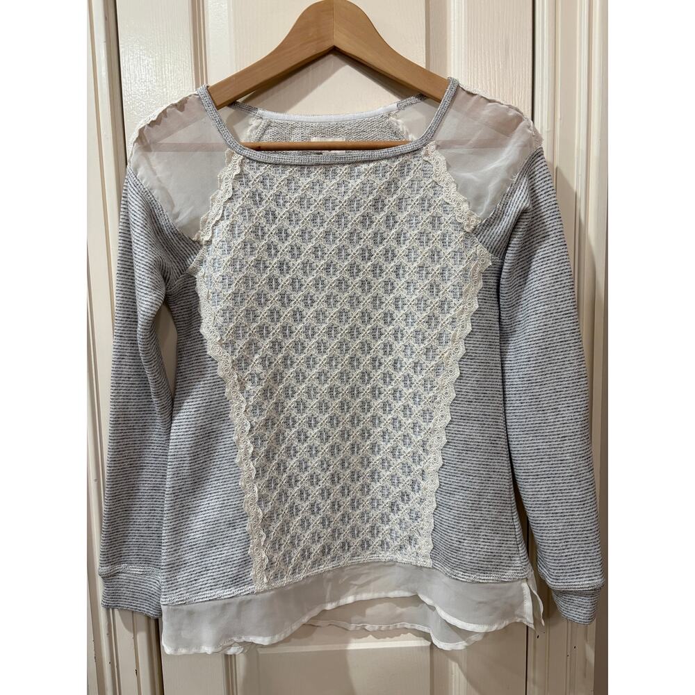 Maison Jules Y2K Cottagecore Balletcore Sweater Women's XS Gray And Cream